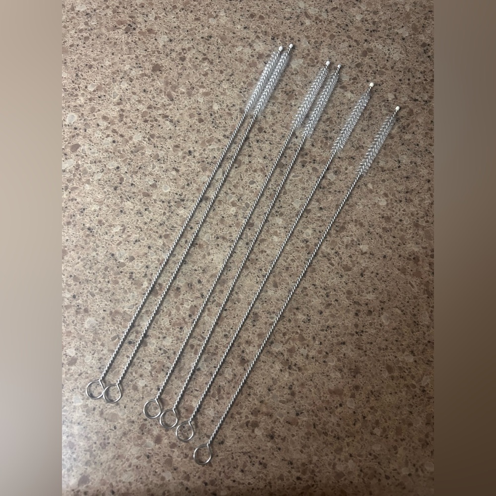 Silver Thin Cleaning Brushes for Straws, 6-pack, 10” long - Picture 2 of 4